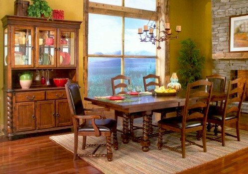 7PC Beautiful Dining Set w/Solid Hardwood In Dark Brown Finish.