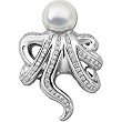 18K Palladium White Gold Paspaley South Sea Cultured Fine Oval Pearl and Diamond Octopus Brooch