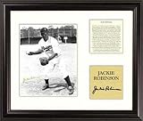 Jackie Robinson Brooklyn Dodgers - Fielding - Framed 5 x 7 Photograph with Biography