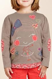 Pure Cotton Long Sleeve Girl Embroidered Top [T77-4239T-Z]