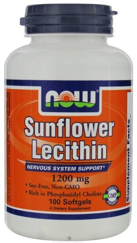 Now Foods Sunflower Lecithin Non GMO, Soft-gels, 1200mg, 100-Count