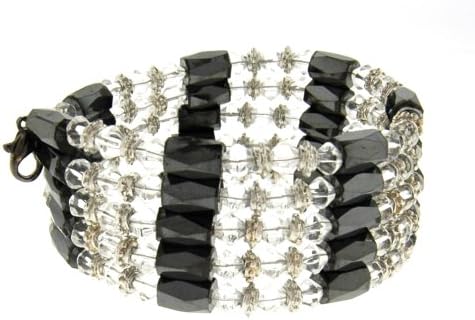 Glass Beads Magnetic Wrap Bracelet/Necklace/Anklet Lariat - Clear, 36"