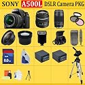 Sony Alpha A550L Digital SLR with 18-55mm Lens + 75-300mm Lens + HUGE ACCESSORIES PACKAGE INCLUDING WIDE ANGLE MACRO LENS + 2X TELEPHOTO + 3 PC FILTER KIT + 8GB SDHC MEMORY CARD + 2x EXTENDED LIFE BATTERIES + CARRYING CASE + TRIPOD & MUCH MORE !!