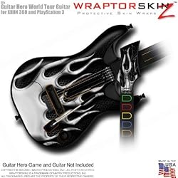 Metal Flames Chrome Skin fits Band Hero, Guitar Hero 5 & World Tour Guitars for XBOX 360 & PS3 (GUITAR NOT INCLUDED) by WraptorSkinz