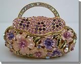 Flowered Handbag Jeweled Jewelry Trinket Box J1K2