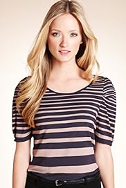Autograph Ruched Striped Stretch Top