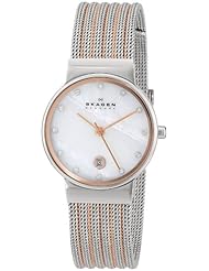 Skagen Womens 355SSRS White Label Analog Display Analog Quartz Rose Gold Watch
