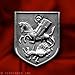 ST.GEORGE CHRISTIAN SAINT CROSS SHIELD HORSE KILL DRAGON MEDIEVAL ART SILVER PIN