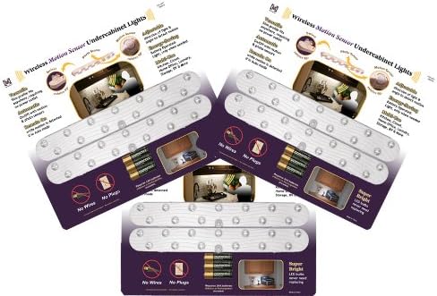 6 Pack Wireless Motion Sensor Undercabinet Light with 18 Duracell AA Batteries