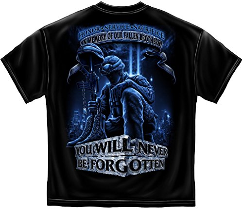 Military T-Shirt Never Forget Fallen Soldier Black