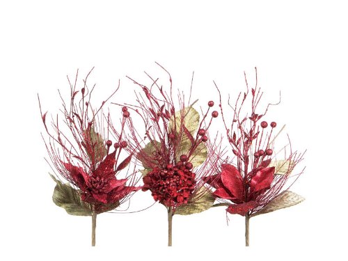 Club Pack of 12 Red Poinsettia, Amaryllis & Hydrangea 