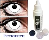 2 White Zombie Contact Lenses For Halloween With Cleaning Solution And Case (Lasts For 90 Days)