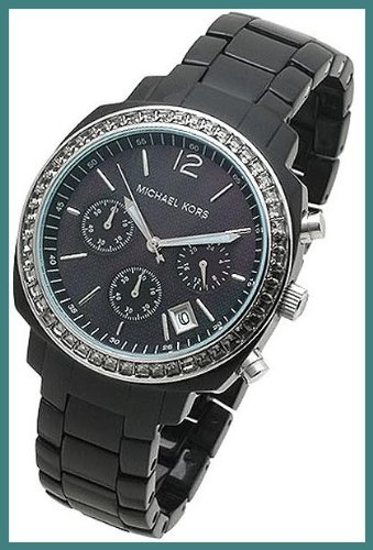 Michael Kors Quartz, Black Dial with Black Acrylic Link Band - Womens Watch MK5080