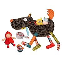 Crazy Cuddly Wolf 6 Piece Plush Play Set, Gray