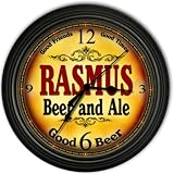 Rasmus 's Beer and Ale Black Cascading Pub Style Wall Clock