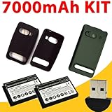 2pcs HTC Evo 4G 3500mAh Extended Battery + Cover + Black Silicone Case + Wi ....