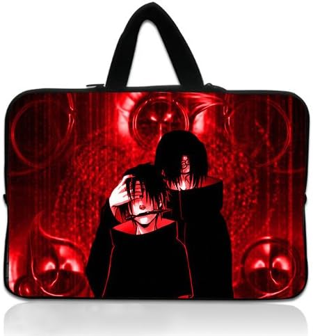 HUADO New Style naruto uchiha sasuke uchiha itachi Laptop Handbag Portable Laptop Carrying Bag Twin Sides Patterns Waterproof Canvas Fabric Case for 17 17.3 Inch Laptop
