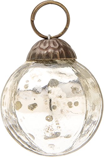 Luna Bazaar Mini Mercury Glass Ornament (Pearl Design, 1-Inch, Silver) - Vintage-Style Decoration