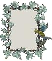 Bejeweled Green Leaves and Jeweled Bird Picture Frame, Holds 4"x6" Photo