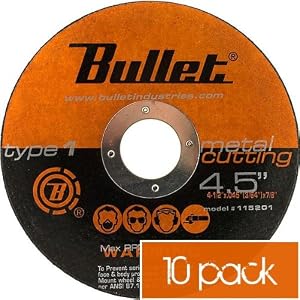 (10 pk) Abrasive Metal Cutting Wheels 4.5x.045x7 8- Used for Iron, Non-Ferrous Metals,... by 