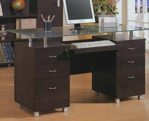 Desk With Glass By Coaster Furniture