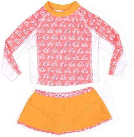 Sabbia Bianca Girls Long Sleeve Rash Guard Coral Happy Crab Prints Swimsuit (2-3 years)