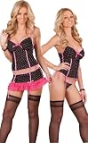 Sexy Corset Bustier Mini Skirt Lingerie - 4 Piece Set