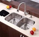 Kraus KBU22 32-Inch Undermount 50/50 Double Bowl 16 gauge Kitchen Sink, Stainless Steel