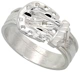 Sterling Silver Diamond Cut Horse Shoe Belt Buckle Ring