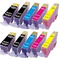 10 x kompatible XL Tintenpatronen mit CHIP & Füllstandanzeige, direkt einsetzbar für Canon Pixma IP 3600 4600 4700 MP 980 630 620 540 560 550 640 980 990 kompatibel zu PGI 520 CLI 521 Schwarz Cyan Gelb Magenta - 2 x kompletter Satz Patronen 100% Qualität