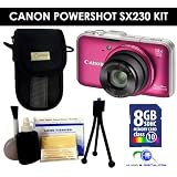 Canon Powershot SX230 HS Digital Camera (Red) Value Kit