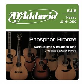 D'Addario Acoustic Guitar Strings Set, Phosphor Bronze, Heavy