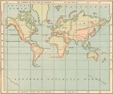 Monteith 1880 Antique Map of World Physical Geography