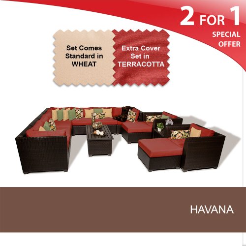 Havana 13 Piece Outdoor Wicker Patio Furniture Set Terracotta 13A 2 Yr Fade Warranty Best Buy