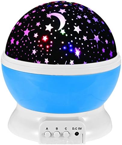 MendoTek Night Lighting Lamp 3 Model Romantic Rotating Cosmos Light Star Sky Moon Projector Rotation Night Projection Lamp for Children Kids Bedroom (Blue)
