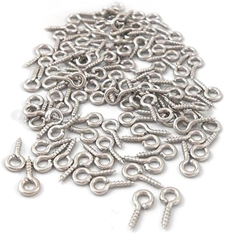 Chanew 100 Pcs Silver Tone Screw Eyes Pin Findings for Clay Jewelry, Resin, Bead. 10 Mm X Hoop 5 Mm