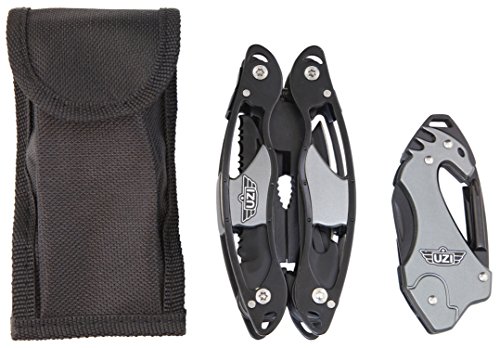UZI UZI-GS-001 Survival Tactical Combo Pack with Multi-Tool Pliers and Keychain, Black