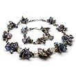 HinsonGayle DIVA Collection "Chloe" Peacock Black Keshi Cultured Pearl Necklace and Bracelet Set (Sterling Silver)