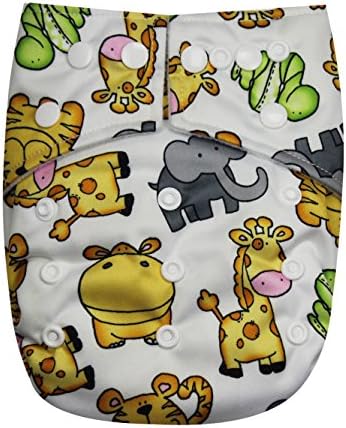See Diapers Pocket Baby Cloth Diaper 2 Microfiber Inserts Adjustable (Zoo)