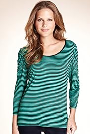Scoop Neck Ruched Striped Top