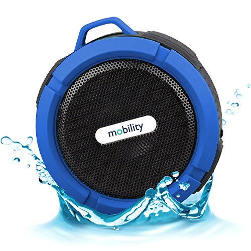 Mobility® AquaPlay Waterproof Bluetooth Speaker - Best Portable, Outdoor, and Shower Speaker - Wireless and Bluetooth 2.1 + EDR Technology - Blue