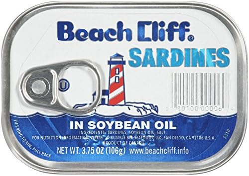 Beach Cliff Sardines in Soybean Oil, 3.75 oz Can (Pack of 24)