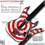 PS2 Guitar Hero II (2) Kramer Guitar Bullseye Red and White WraptorSkinz TM Faceplate Skin by TuneTattooz TM