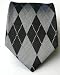 100% Silk Woven Black and Grey Argyle Tie
