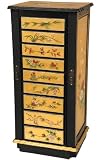 Asian Japanese Chinese Style - 38 Ming Lacquered Jewelry Armoire w/ Birds & Flowers - 2 Designs