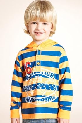 Pure Cotton Stripe Hooded Top