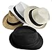 Faleto Unisex Summer Panama Straw Fedora Hat Short Brim Beach Sun Cap Classic (#011 Pack for 4 Colros)