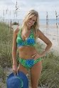 Green/Blue Palm Swimsuit Extra Full Bottom: Swinwear Bottom Only