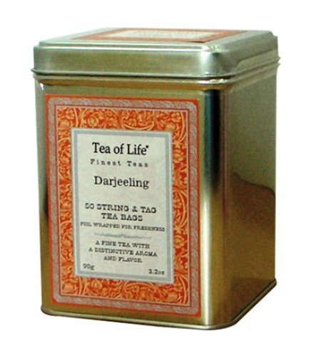 Tea Of Life Darjeeling, 50-Count, 3.1-Ounce Tin (Pack of 12) by Tea Of Life