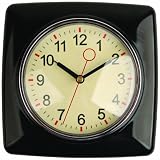 Kikkerland Retro Kitchen Wall Clock, Black